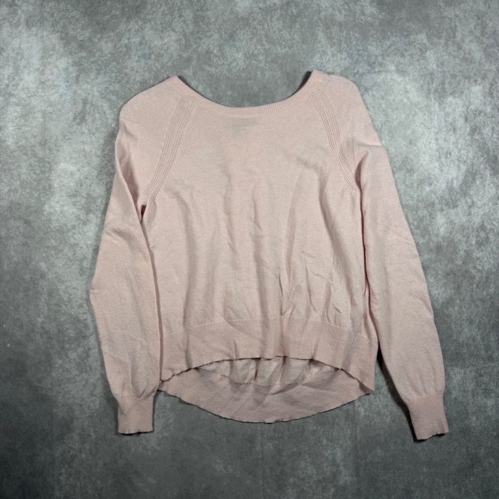 Banana Republic Pink Touch of Cashmere Merino Wool Blend Pleated Back Sweater S